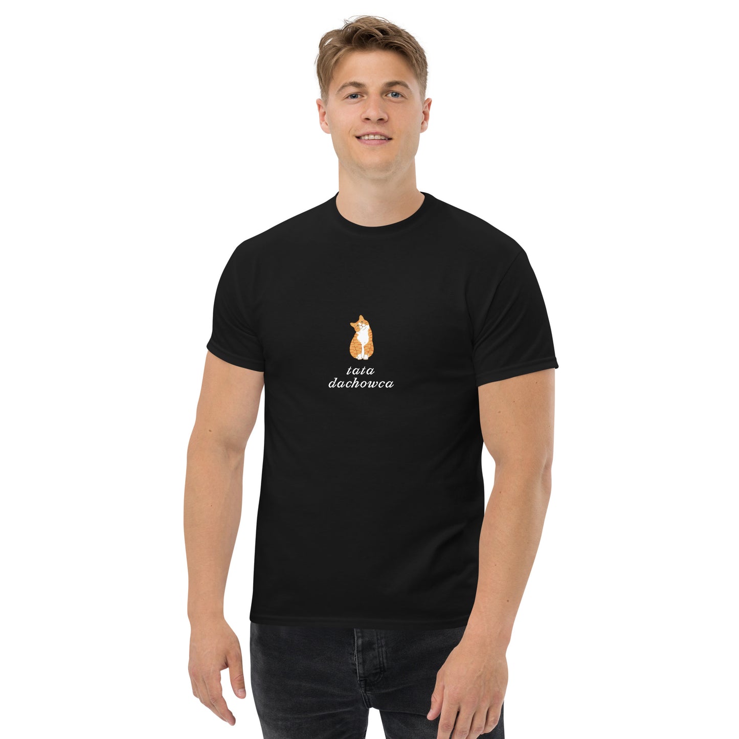 T-shirt męski "Tata dachowca", czarny,prezent dla kociarza 2