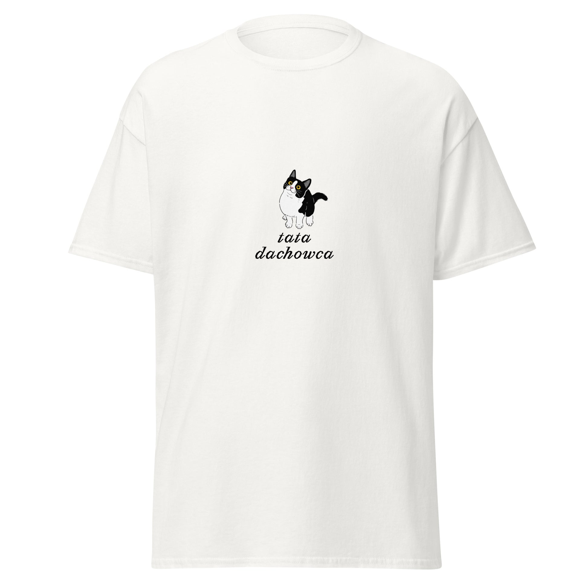 T-shirt męski "tata dachowca", biały, prezent dla kociarza 4