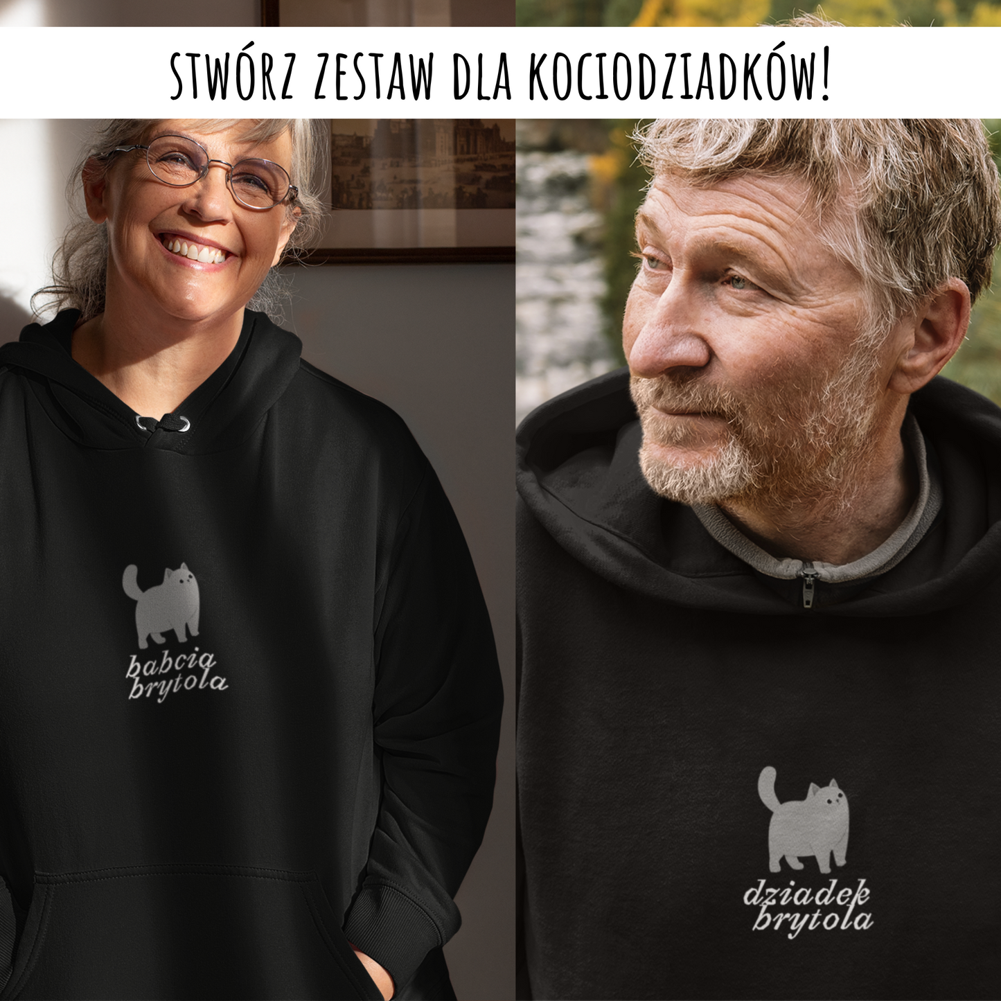 bluza z kotem dziadek brytola czarny 3