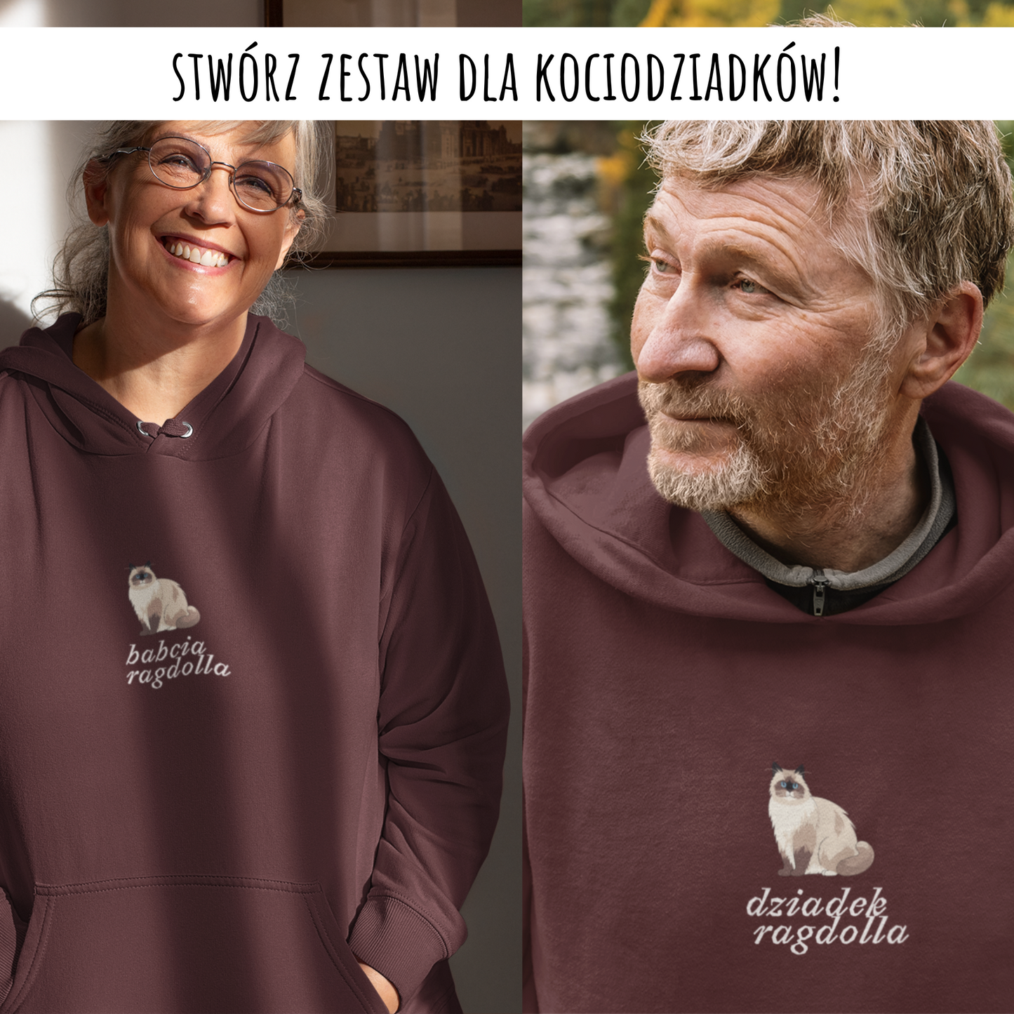 bluza z kotem babcia ragdolla bordowy 6