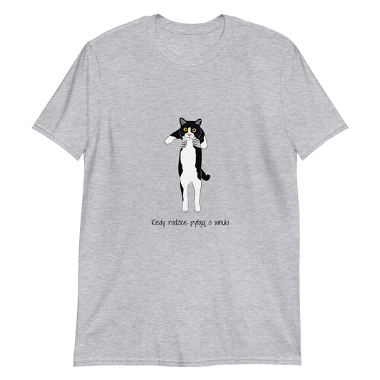t-shirt z kotem prezent dla kociary wnuki szary 