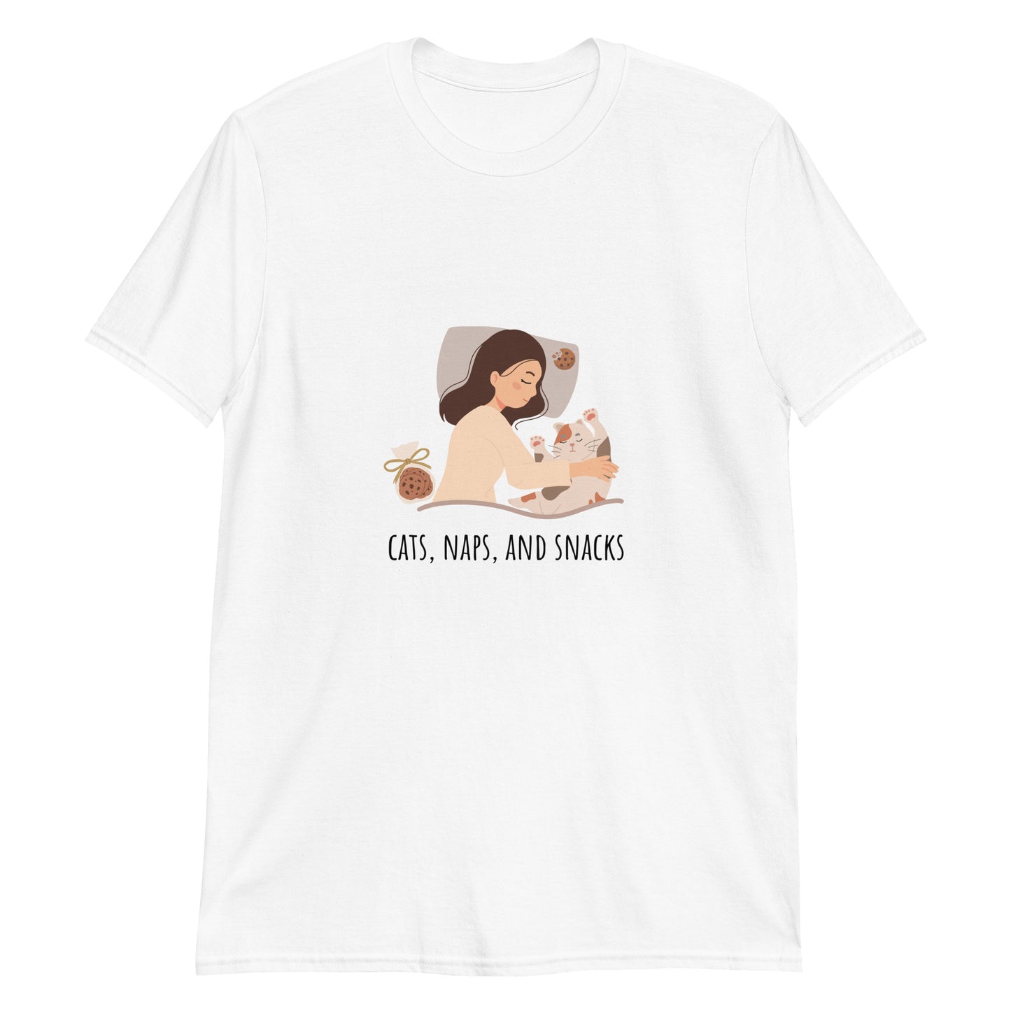 sklep dla kociary t-shirt z kotem cats naps and snacks biały 4