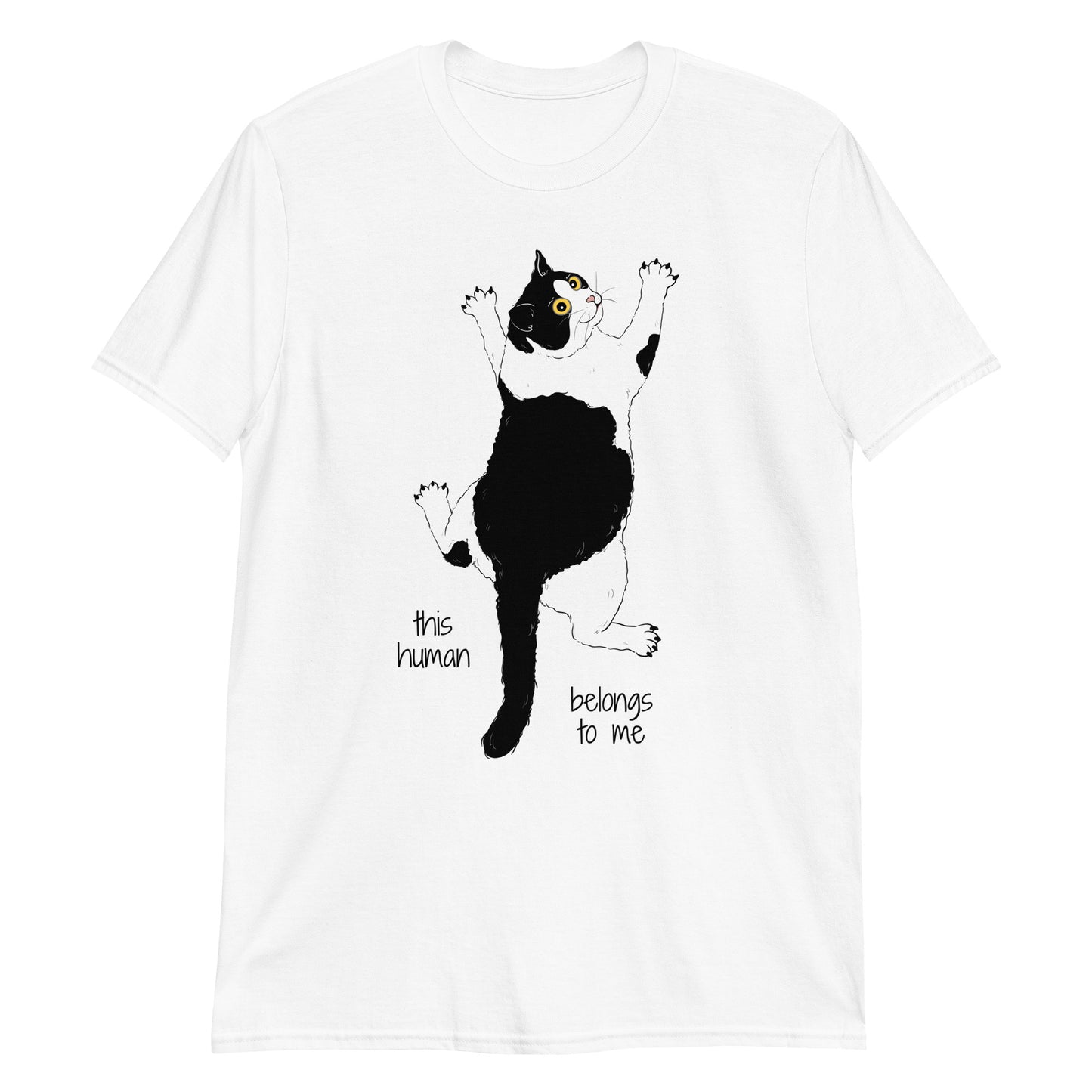 t-shirt z kotem prezent dla kociary human belongs biały 2