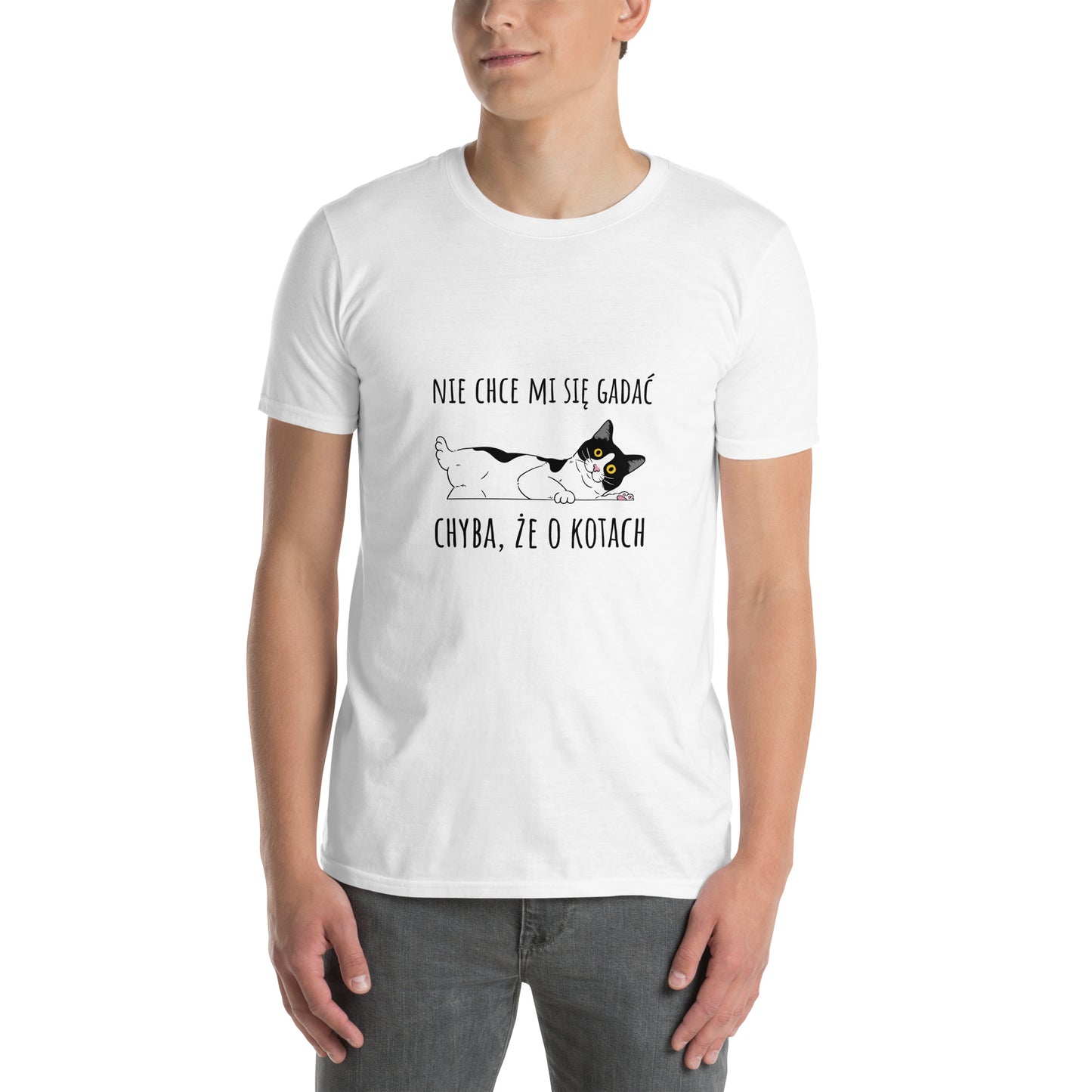 t-shirt z kotem nie chce mi sie gadać biały 3