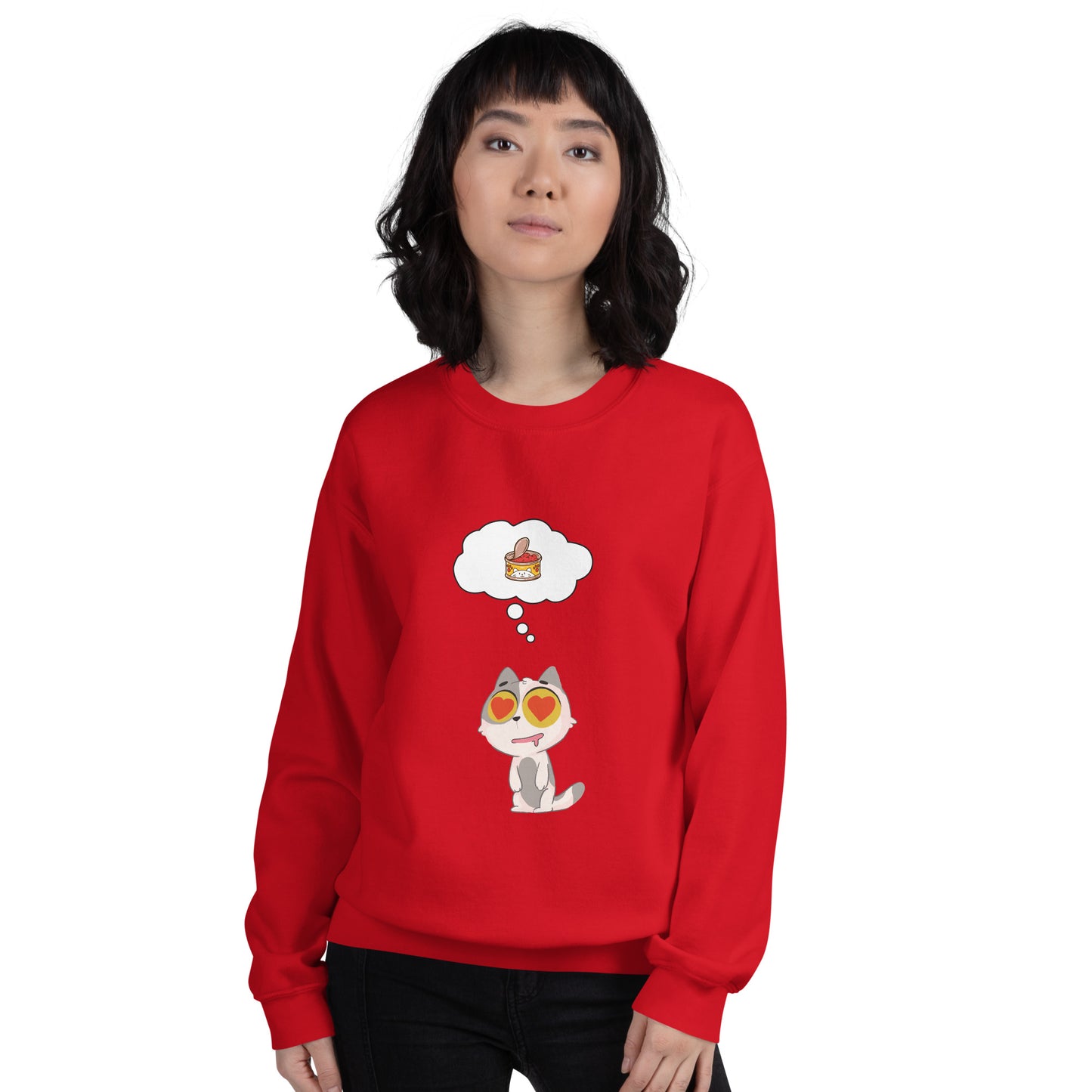 Bluza z kotem "Love Snacks", czerwony, prezent dla kociary 2